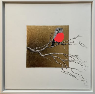 Rotbrustschnäpper auf Gold